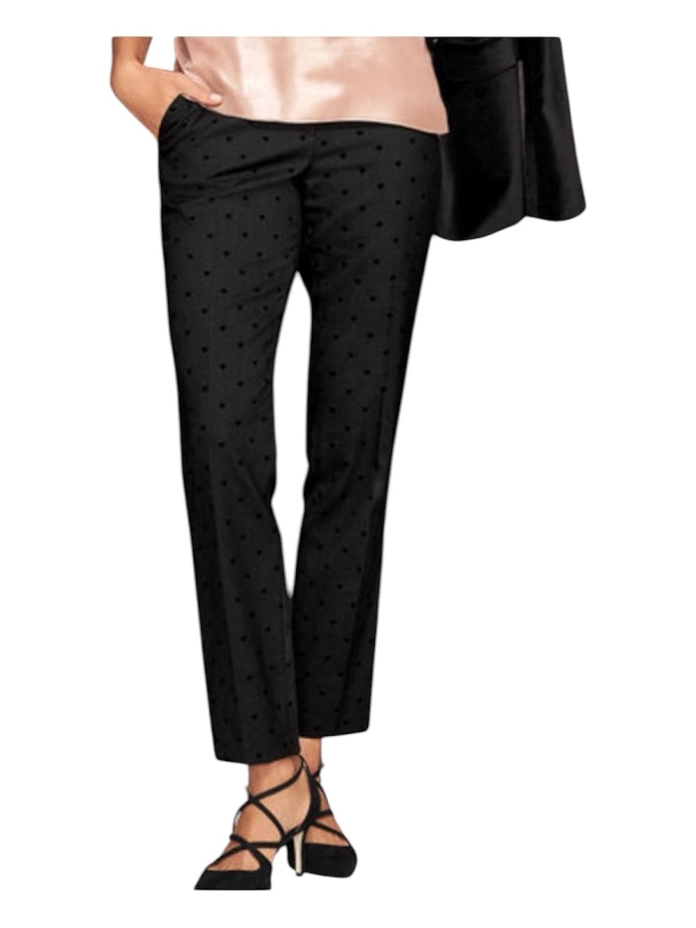 Talbots Hampshire Ankle Pants Black Heart Print 16 Petite